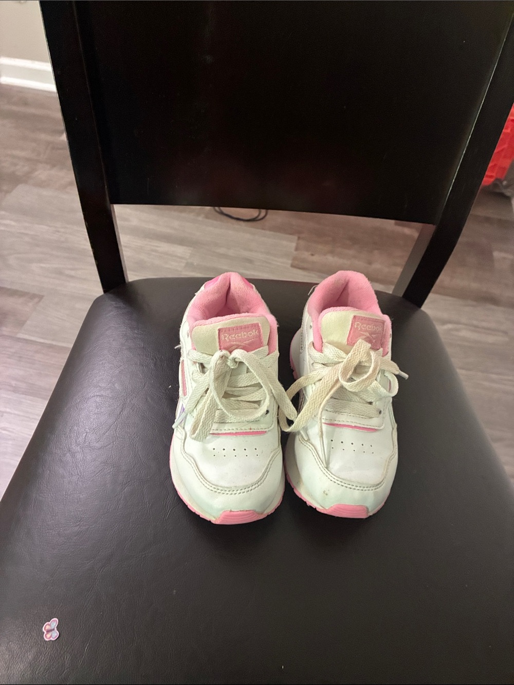 Reebok Kids White and Pink Sneakers with Cushioned Collar